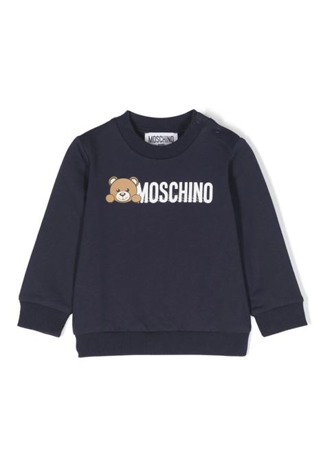 Navy Blue Teddy Logo Sweatshirt MOSCHINO KIDS | MOF04QLCA4040016