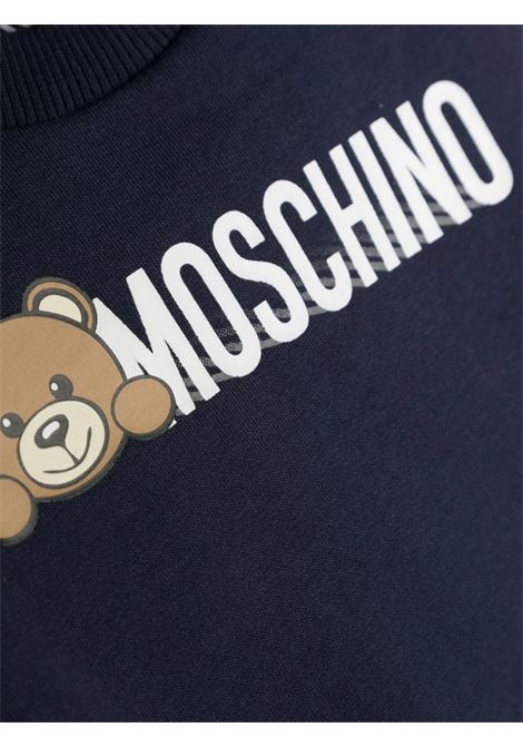 Navy Blue Teddy Logo Sweatshirt MOSCHINO KIDS | MOF04QLCA4040016