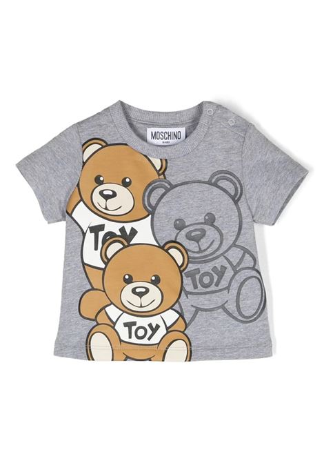 T-Shirt Teddy Friends In Jersey Grigio MOSCHINO KIDS | MPM032LAA2060901