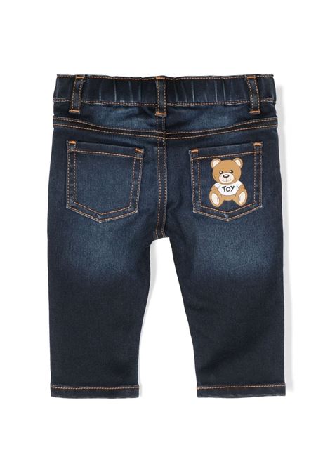 Moschino Teddy Bear Jeans In Dark Blue Stretch Denim MOSCHINO KIDS | MQP038LXE4940290