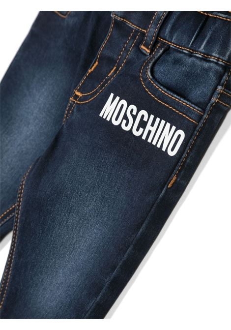 Moschino Teddy Bear Jeans In Dark Blue Stretch Denim MOSCHINO KIDS | MQP038LXE4940290
