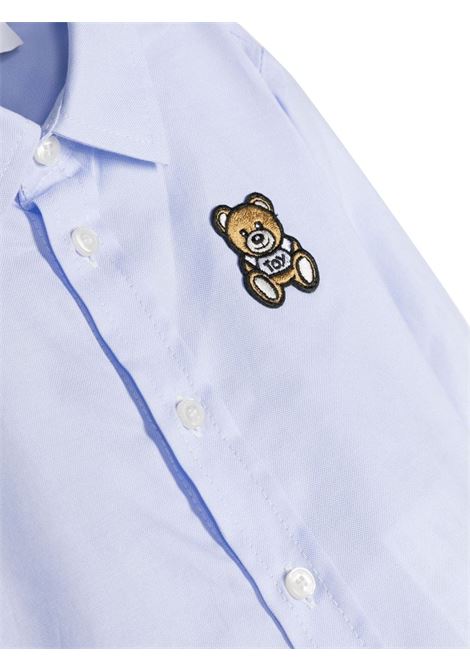 Light Blue Oxford Cotton Shirt With Teddy Patch MOSCHINO KIDS | MSC002LNE0640093