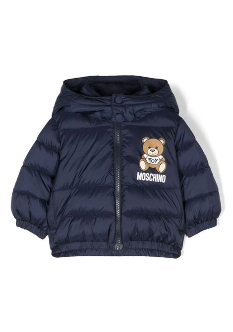 Moschino Teddy Bear Down Jacket In Navy Blue Nylon MOSCHINO KIDS | MUS02FL3A2240016