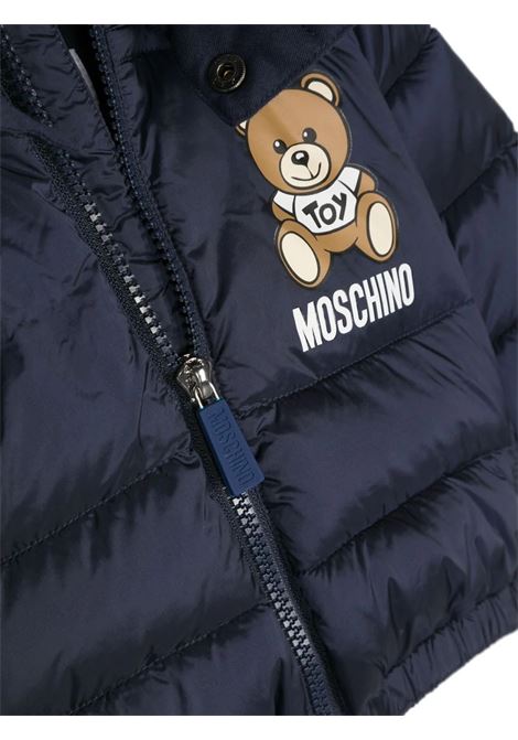 Moschino Teddy Bear Down Jacket In Navy Blue Nylon MOSCHINO KIDS | MUS02FL3A2240016