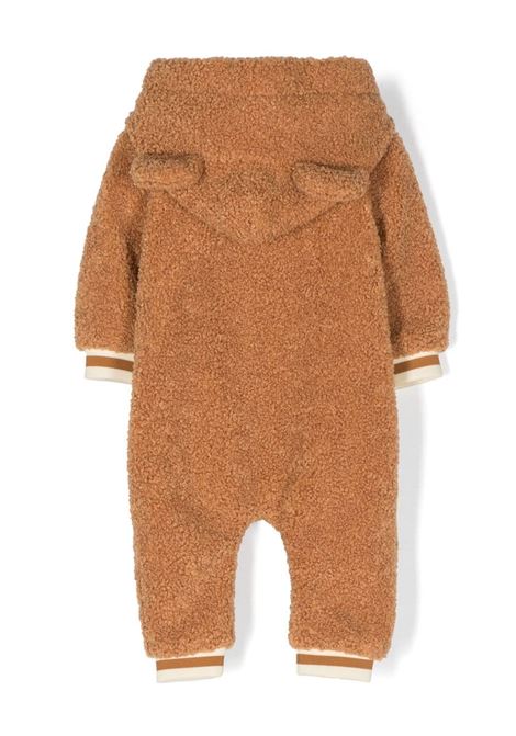 Moschino Teddy Bear Zip-Up Romper With Hood In Caramel Colour MOSCHINO KIDS | MUT03ELIA0020093