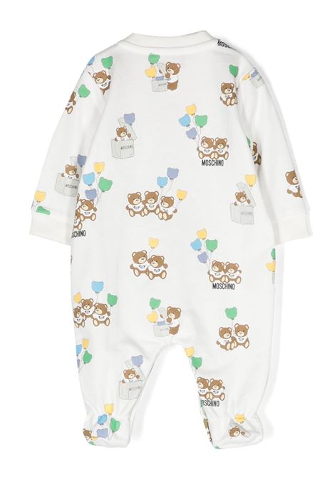 White Romper With All-Over Print MOSCHINO KIDS | MUT03MLCB3883437
