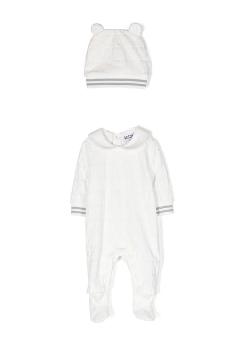White Romper and Hat Set With Jacquard Logo MOSCHINO KIDS | MUY05HLGB1010063