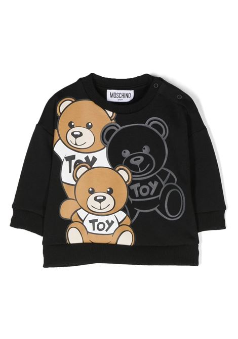 Teddy Friends Sweatshirt In Black Cotton MOSCHINO KIDS | MWF03QLCA5860100
