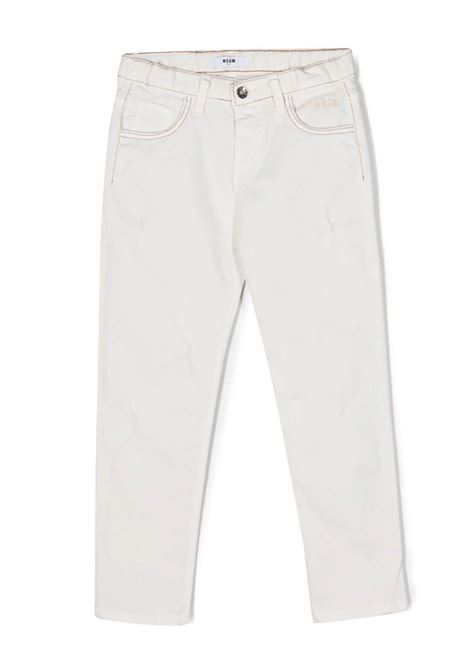 Pantaloni Crema Con Abrasioni MSGM KIDS | F3MSJBDP134013
