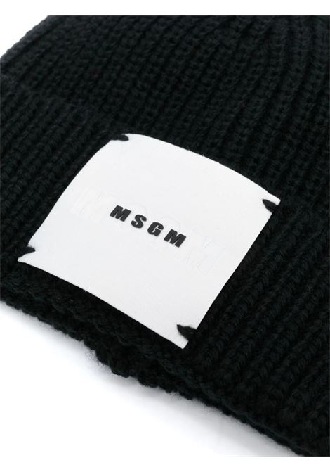 Black Beanie With Logo Patch MSGM KIDS | F3MSJBHT133110