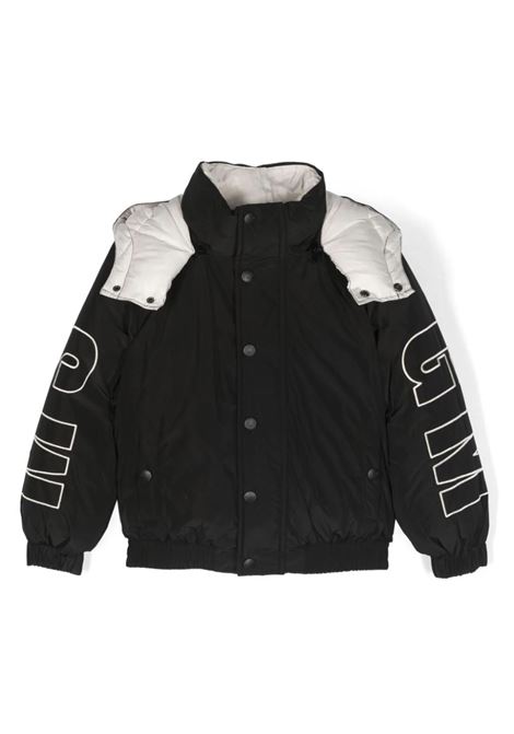 Black And White Puffer Jacket with Logo MSGM KIDS | F3MSJBPF002110