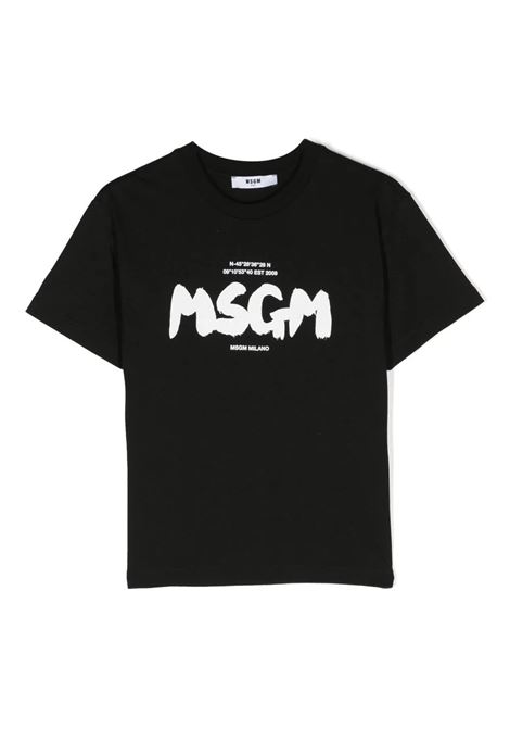 Black MSGM Milano T-Shirt MSGM KIDS | F3MSJBTH200110