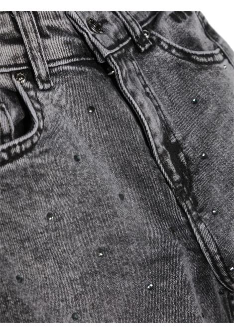 Wide-Leg Jeans In Grey Denim With Rhinestones MSGM KIDS | F3MSJGDP049129