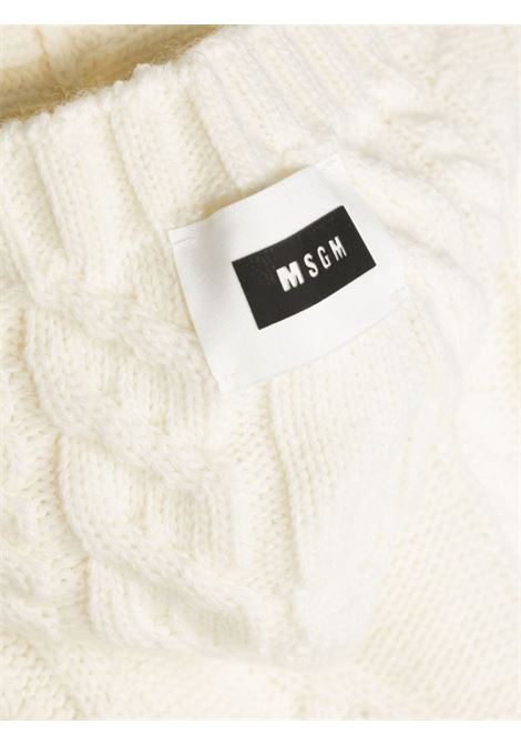 White Cable Knit Pullover With Hood MSGM KIDS | F3MSJGJP210013