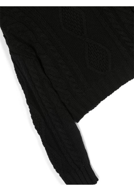 Black Cable Knit Pullover With Hood MSGM KIDS | F3MSJGJP210110