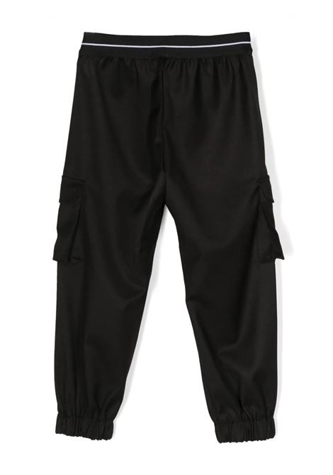 Black Cargo Trousers With Logo Waistband MSGM KIDS | F3MSJGPA145110