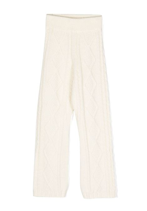 White Braided Knitted Trousers MSGM KIDS | F3MSJGPA211013