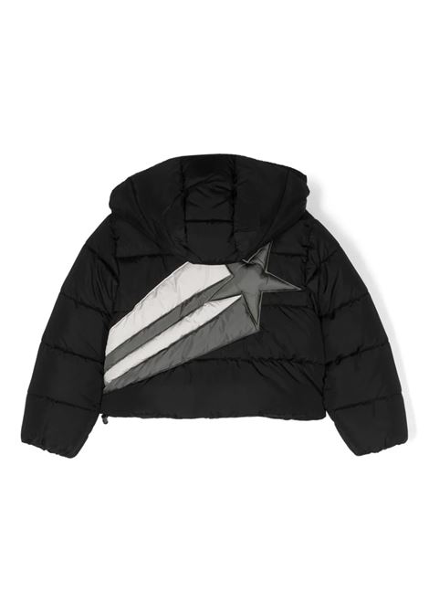 Black Puffer Jacket With Logo and Star MSGM KIDS | F3MSJGPF003110