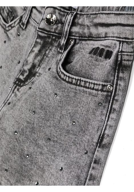 Grey Denim Shorts With Rhinestones MSGM KIDS | F3MSJGSH053129