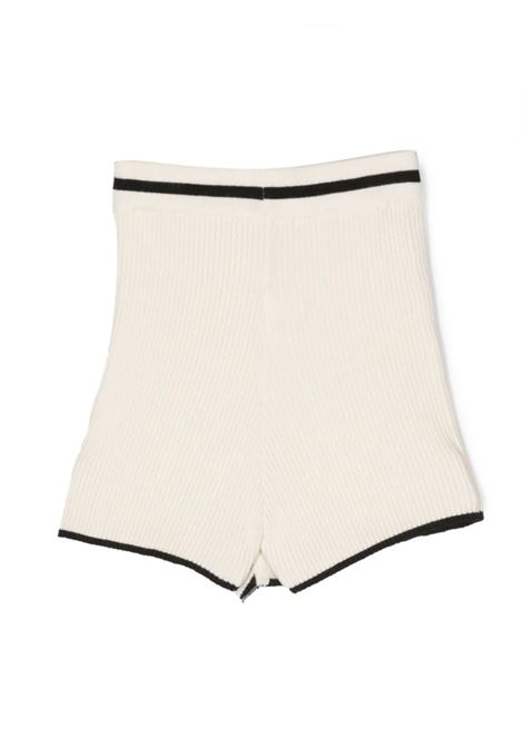 Cream Ribbed Shorts With Front Logo MSGM KIDS | F3MSJGST071013
