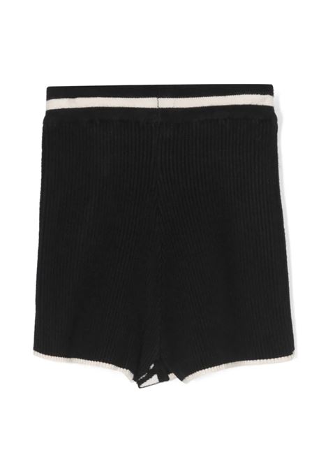 Black Ribbed Shorts With Front Logo MSGM KIDS | F3MSJGST071110