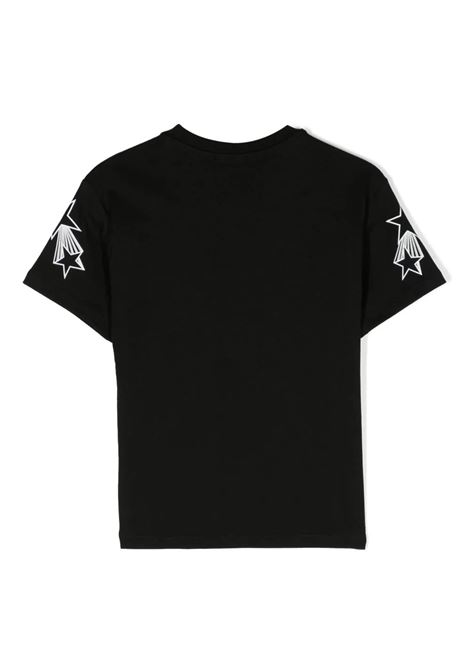 T-Shirt Nera Con Logo Glitter e Stampa Stelle MSGM KIDS | F3MSJGTH135110