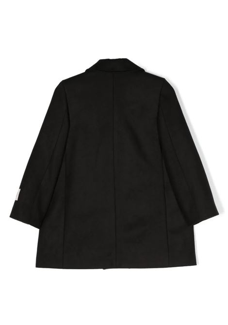 Black Wool Blend Single-Breasted Coat MSGM KIDS | F3MSJUCO180110