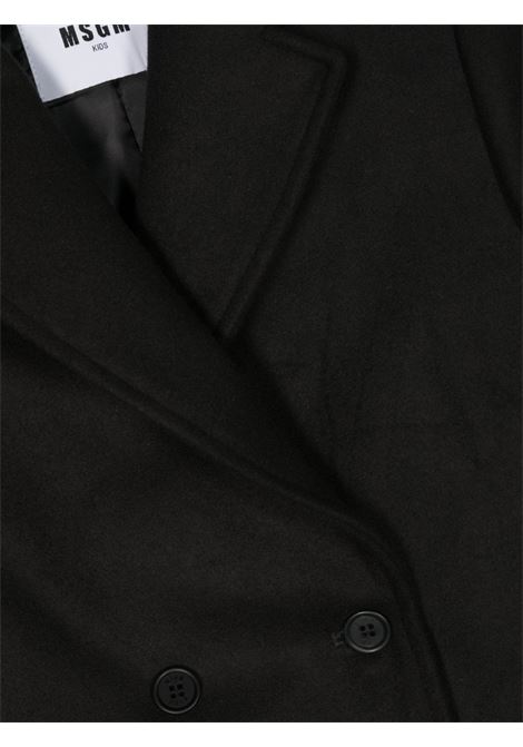 Black Wool Blend Single-Breasted Coat MSGM KIDS | F3MSJUCO180110