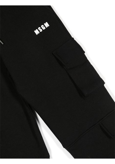 Black Cargo Trousers With Contrast Logo MSGM KIDS | F3MSJUFP045110