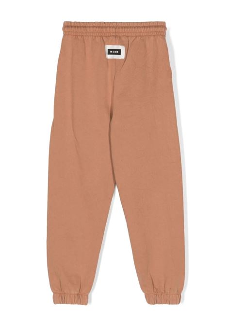 Brown Joggers With Logo Patch On The Back MSGM KIDS | F3MSJUFP178924