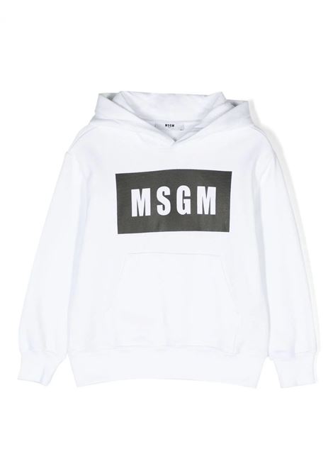 Box Logo Hoodie In White MSGM KIDS | F3MSJUHS018001