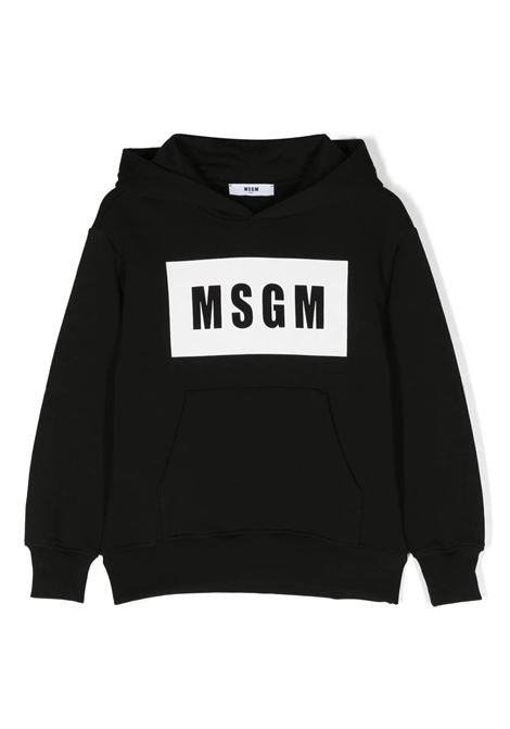 Box Logo Hoodie In Black MSGM KIDS | F3MSJUHS018110