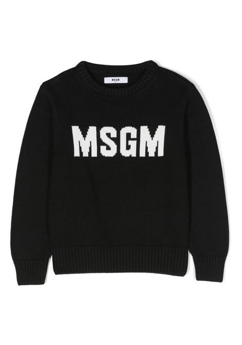 Black Sweater With Inlaid Logo MSGM KIDS | F3MSJUJP153110