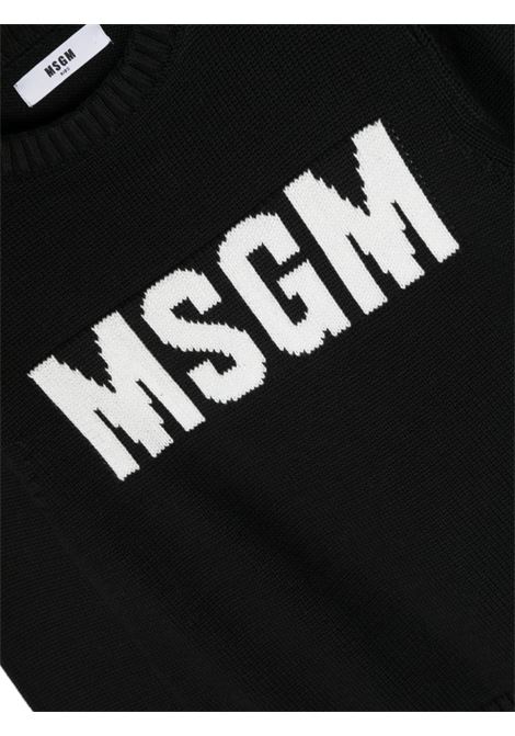 Maglione Nero Con Logo Intarsiato MSGM KIDS | F3MSJUJP153110
