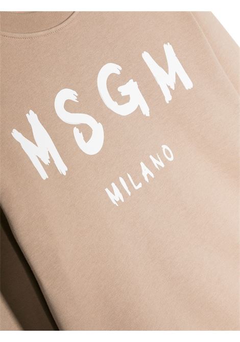 Beige Sweatshirt With Brushed Logo MSGM KIDS | F3MSJUSW022015