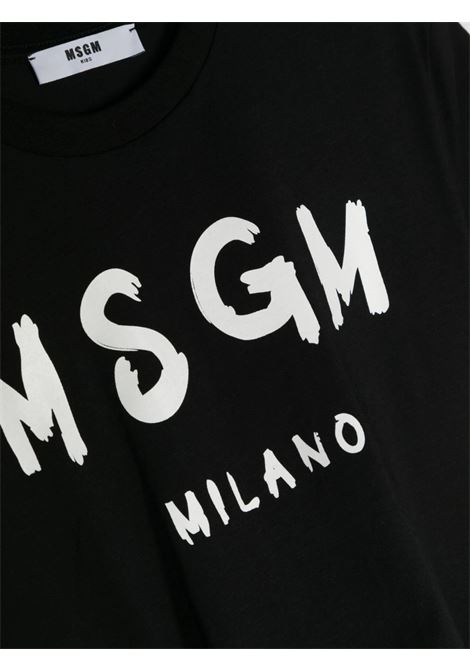 T-Shirt Nera Con Logo Pennellato MSGM KIDS | F3MSJUTH011110