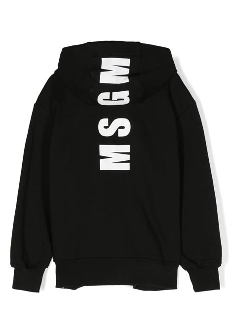 Black Hoodie With Logo On Front, Back And Hood MSGM KIDS | F3MSJUZH016110