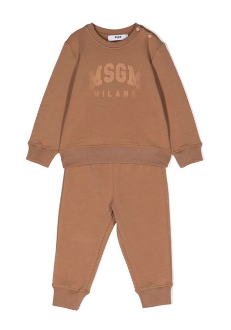 Brown Tracksuit With Tone On Tone Logo MSGM KIDS | F3MSUNTP197924