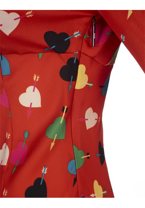 Red Mini Dress With Arrowed Heart Print Motif MSGM | 3541MDA24-23766118