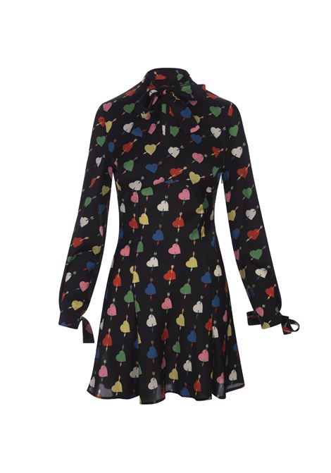 Black Mini Dress With Arrowed Heart Print Motif MSGM | 3541MDA24-23766199