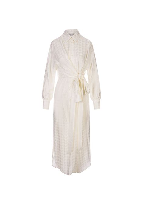 White Shirt Dress With Houndstooth Motif MSGM | 3541MDA39-23760102