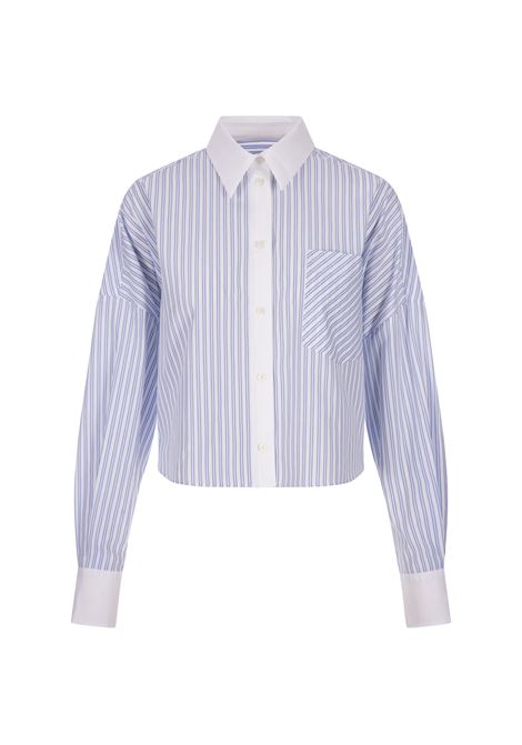 White and Blue Striped Short Shirt MSGM | 3541MDE10XY-23761884