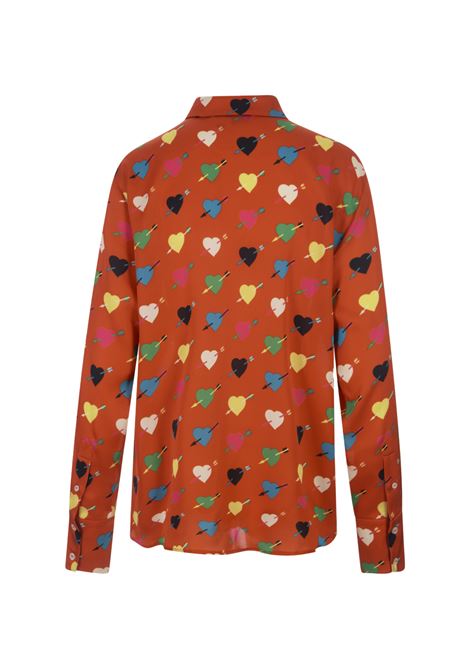 Red Shirt With Arrowed Heart Print Motif MSGM | 3541MDE18A-23766118