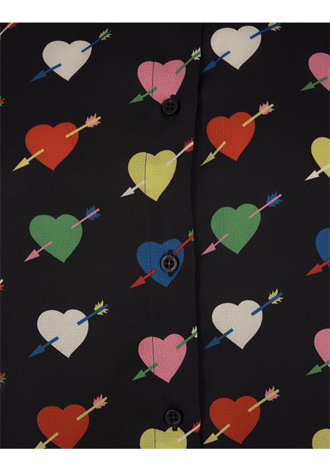 Black Shirt With Arrowed Heart Print Motif MSGM | 3541MDE18A-23766199