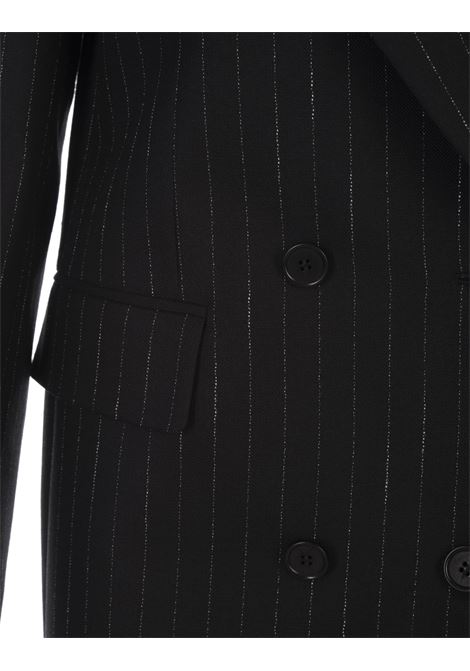 Black Pinstripe Double Breasted Blazer MSGM | 3541MDG03-23750299