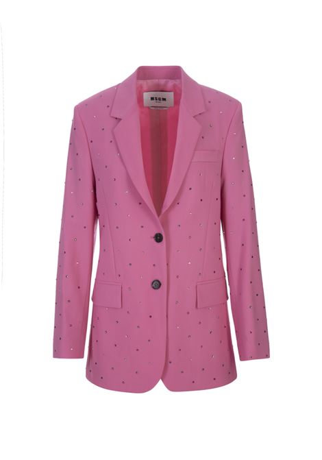 Wool Suiting Jacket In Pink Virgin Wool With Jewelled Applications MSGM | 3541MDG13X-23760612