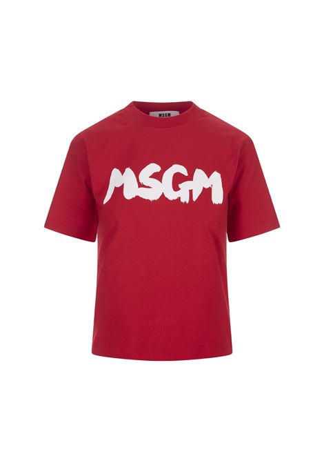 T-Shirt Rossa Con Nuovo Logo Pennellato MSGM | 3541MDM154-23779818