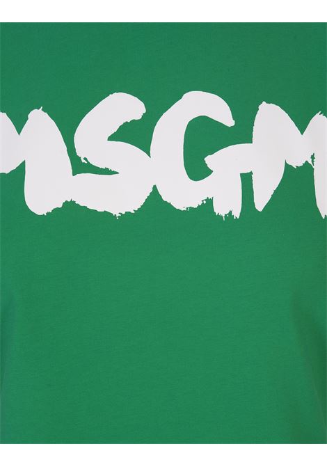 T-Shirt Verde Con Nuovo Logo Pennellato MSGM | 3541MDM154-23779838