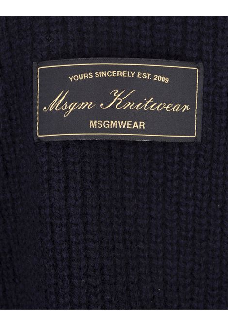 Blue Crew Neck Pullover With Ribbon On The Bottom MSGM | 3541MDM190-23778789
