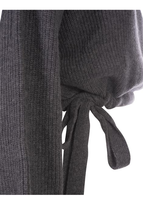 Dark Grey Turtleneck Pullover With Side Ties MSGM | 3541MDM194-23778796